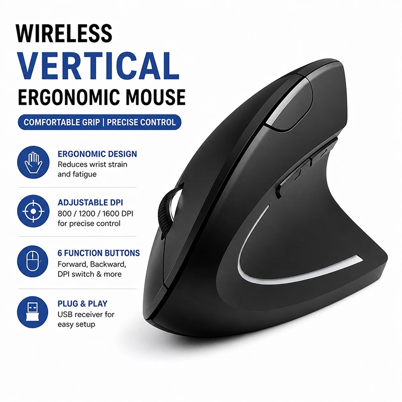 Home Office Gear - Rechargeable Vertical Gaming Mouse For MacBook