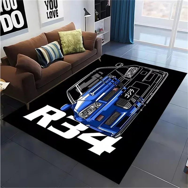 Home Office Rug - Classical Racing Car Printed Carpet Area