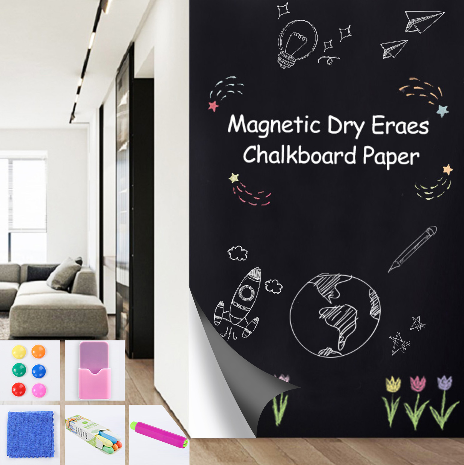 Magnetic Dry Erase Chalkboard  - Home Office Contact recension och pris