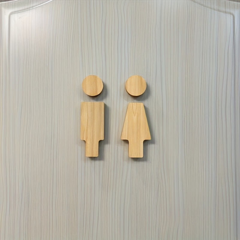 2PCS Wooden Bathroom Sign for  - Home Office Setup recension och pris