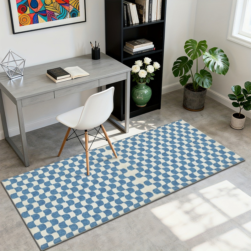 VIKAMA Blue and White Checkere - Home Office Rug recension och pris