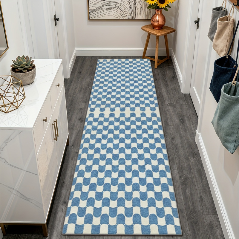 VIKAMA Blue and White Checkere - Home Office Rug recension och pris