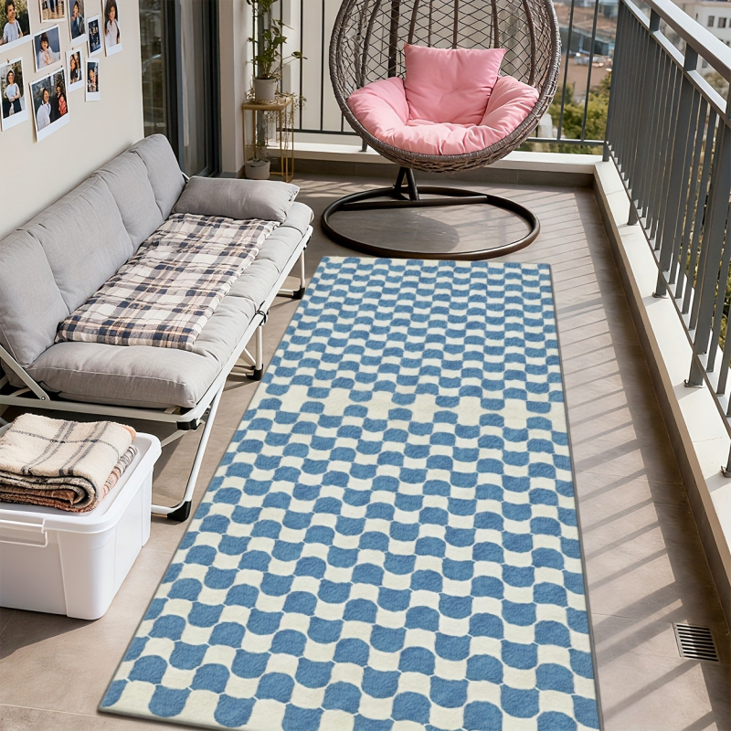 VIKAMA Blue and White Checkere - Home Office Rug recension och pris