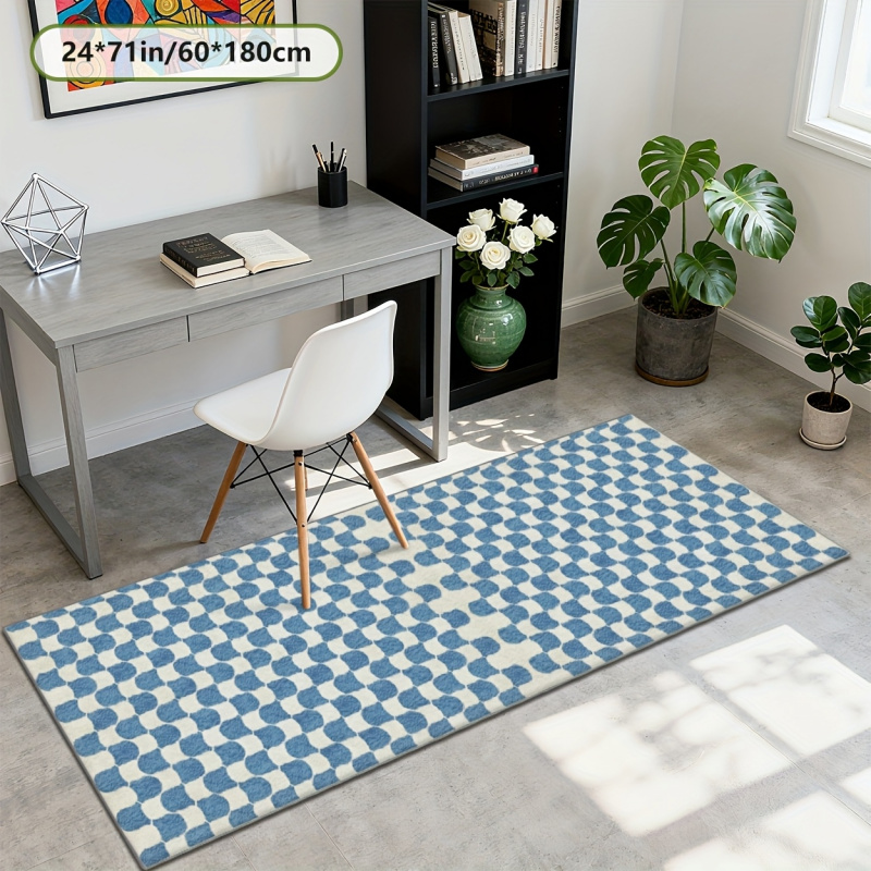 VIKAMA Blue and White Checkere - Home Office Rug recension och pris