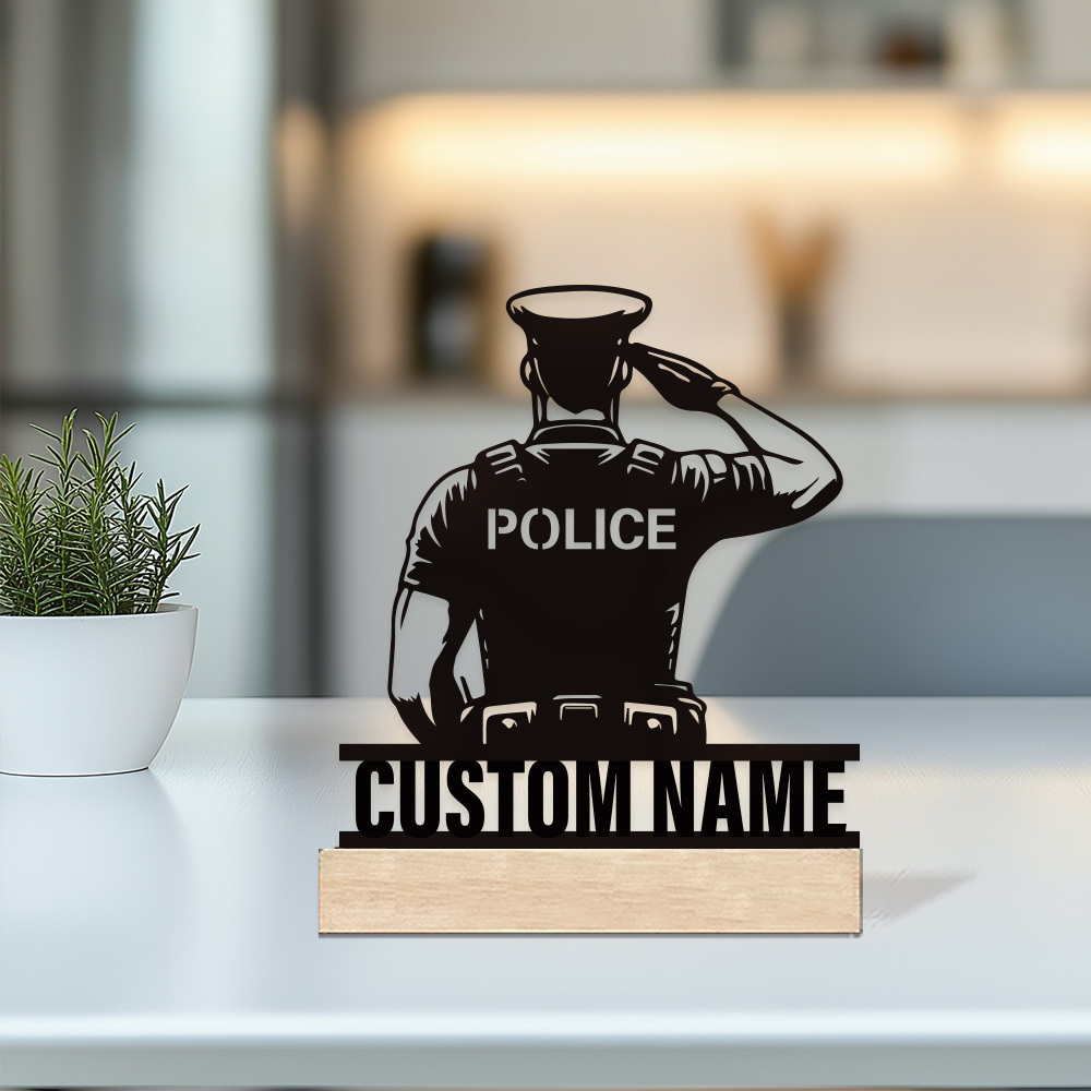 Personalized Metal Police Badg - Home Office Setup recension och pris