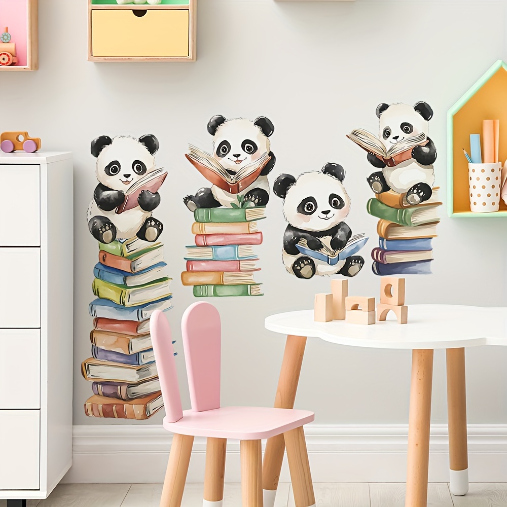 Cartoon Panda Read Book Wall S - Home Office Library recension och pris