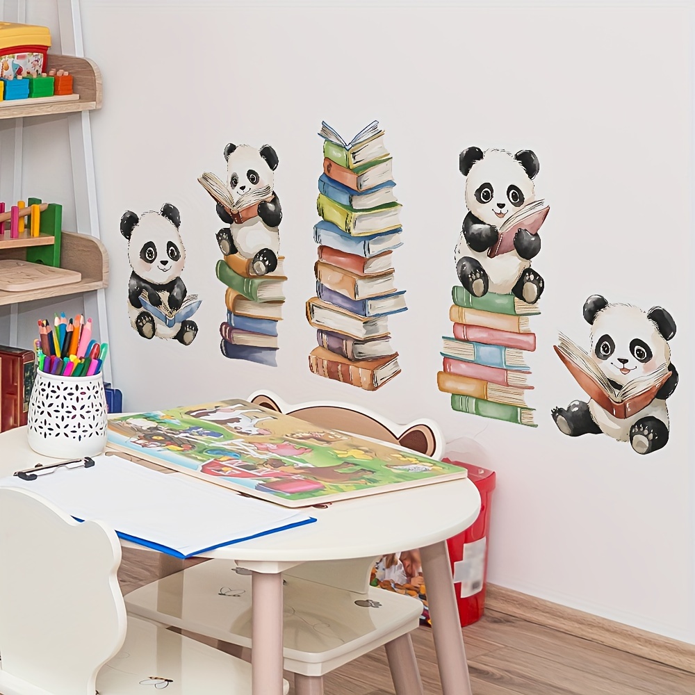 Cartoon Panda Read Book Wall S - Home Office Library recension och pris