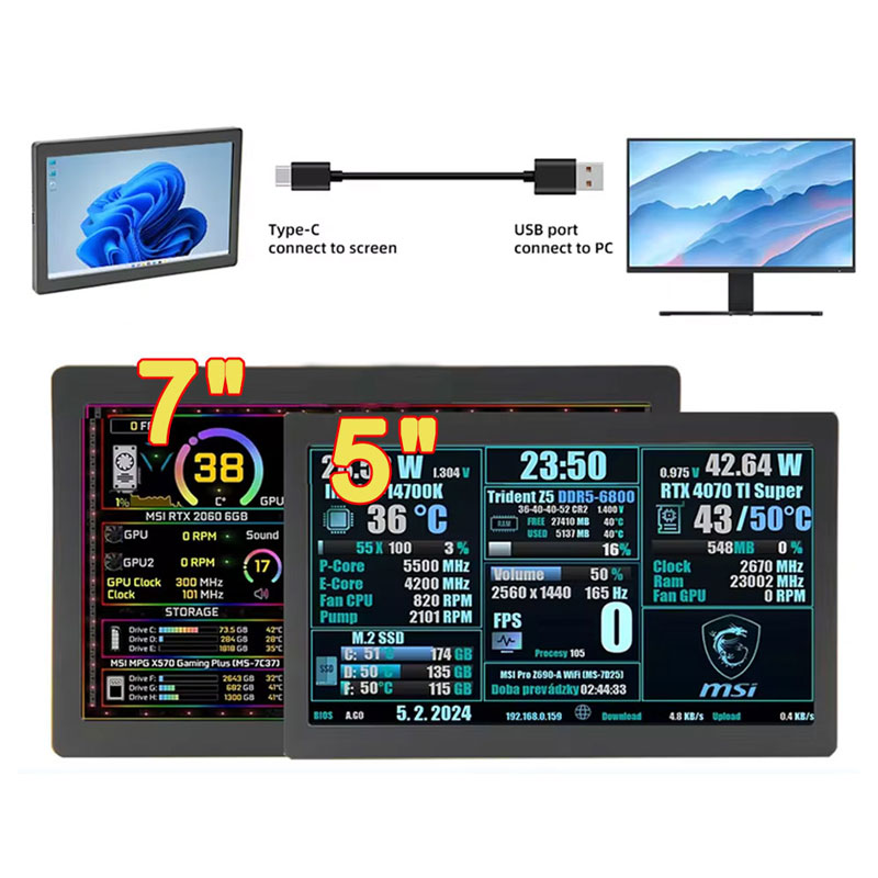 Type-C Secondary Monitor 7 Inc - Home Office Setup recension och pris