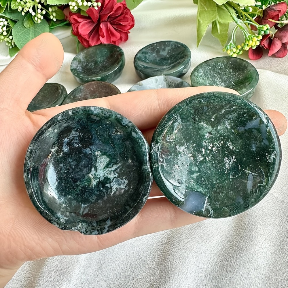 Natural Moss Agate Bowl Suitab - Home Office Contact recension och pris