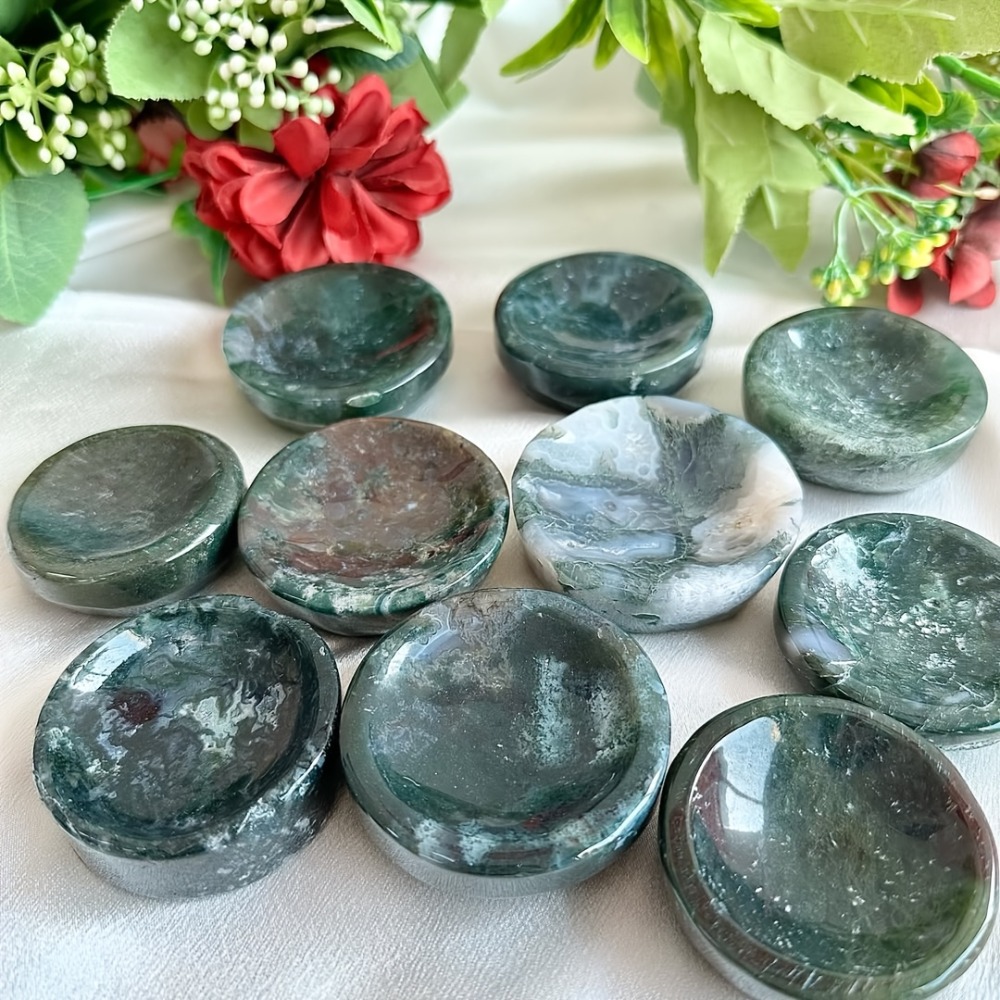 Natural Moss Agate Bowl Suitab - Home Office Contact recension och pris