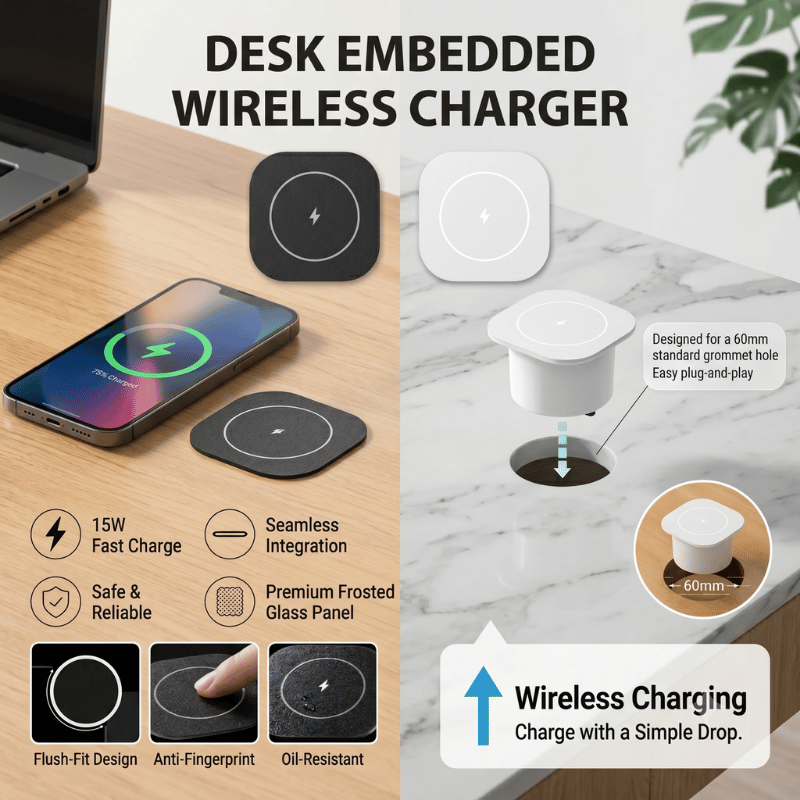 15W Built-in Wireless Charger  - Home Office Of Uk recension och pris