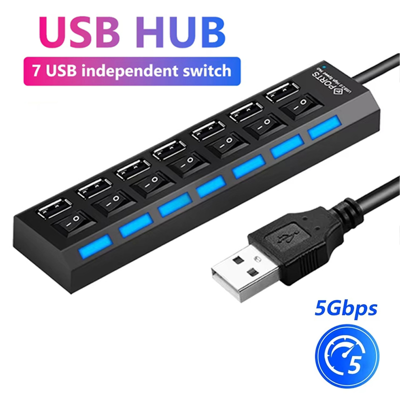 7 Port USB 2.0 Hub Splitter Fo - Home Office Setup recension och pris